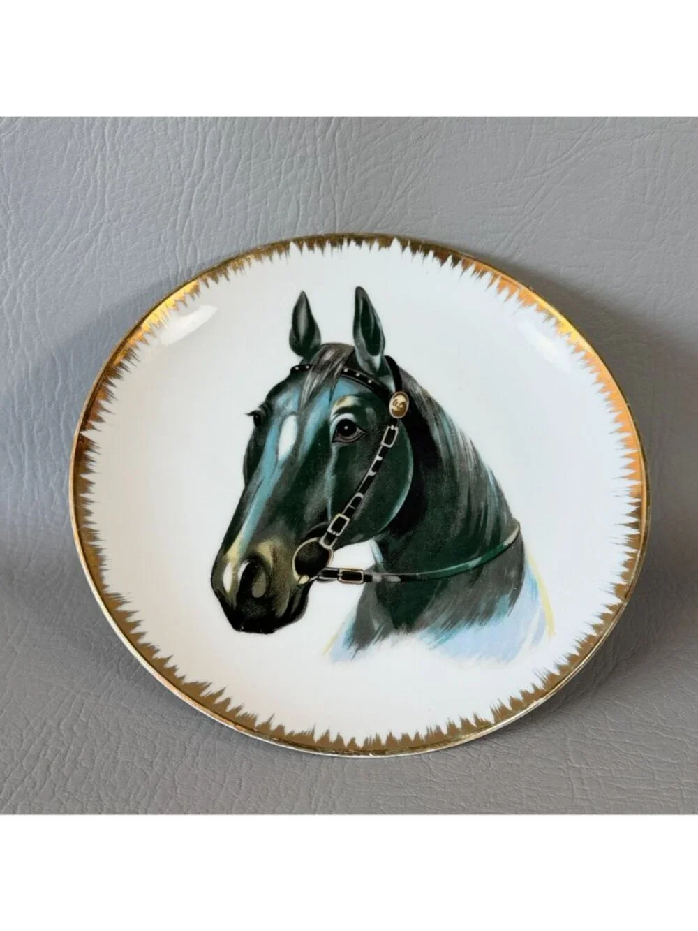 Vintage Horse Portrait Wall Plates Set of 5 Japan Equestrian Display 7.5